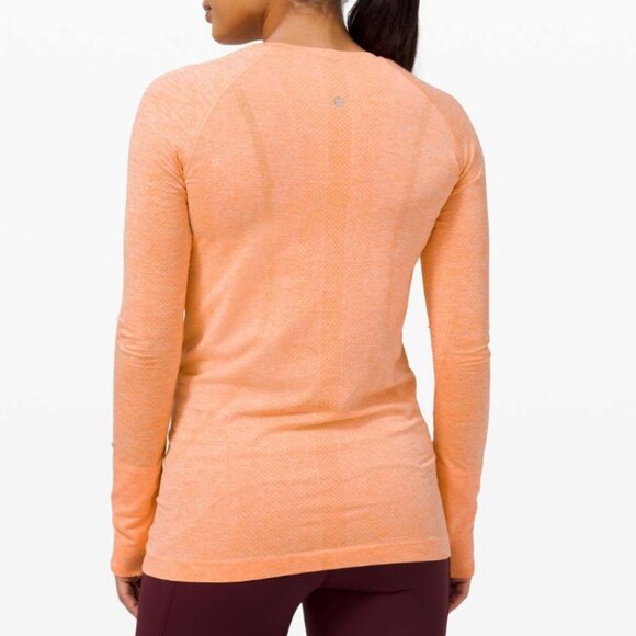 Lululemon Swiftly Tech Long Sleeve 2.0 Amber Orange / White - Picture 12 of 13